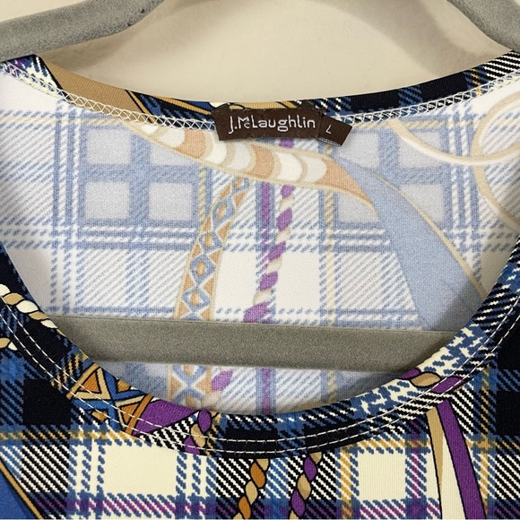 J. McLaughlin Equestrian Plaid Print Signature Tee Size Large - Picture 2 of 8